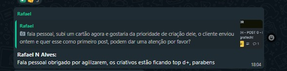 Elogio de uma agência cliente sobre a peça entregue