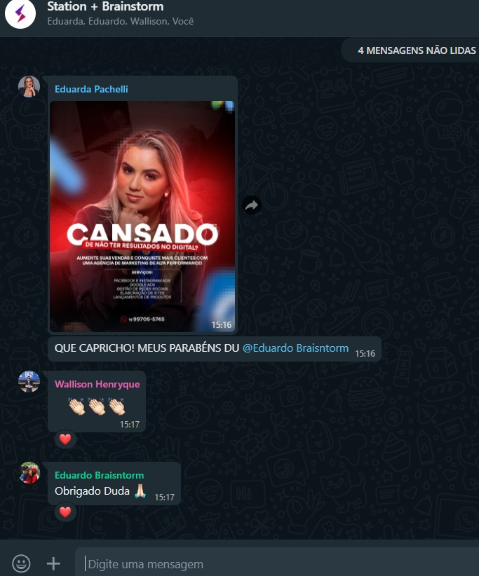 Elogio de uma agência cliente sobre a peça entregue